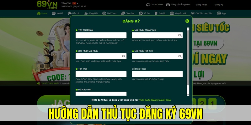 Đăng ký 69VN - Quy trình tạo tài khoản siêu nhanh chỉ 3 bước 3 Tuần tự các bước tạo tài khoản không phải ai cũng biết